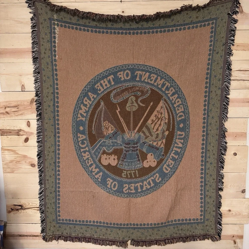 US Army‎ Seal Woven Tapestry Throw Blanket 62x50 Military Wall Hanging